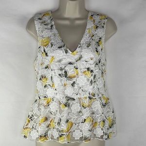 WHBM Lemons Peplum Bodice Top
